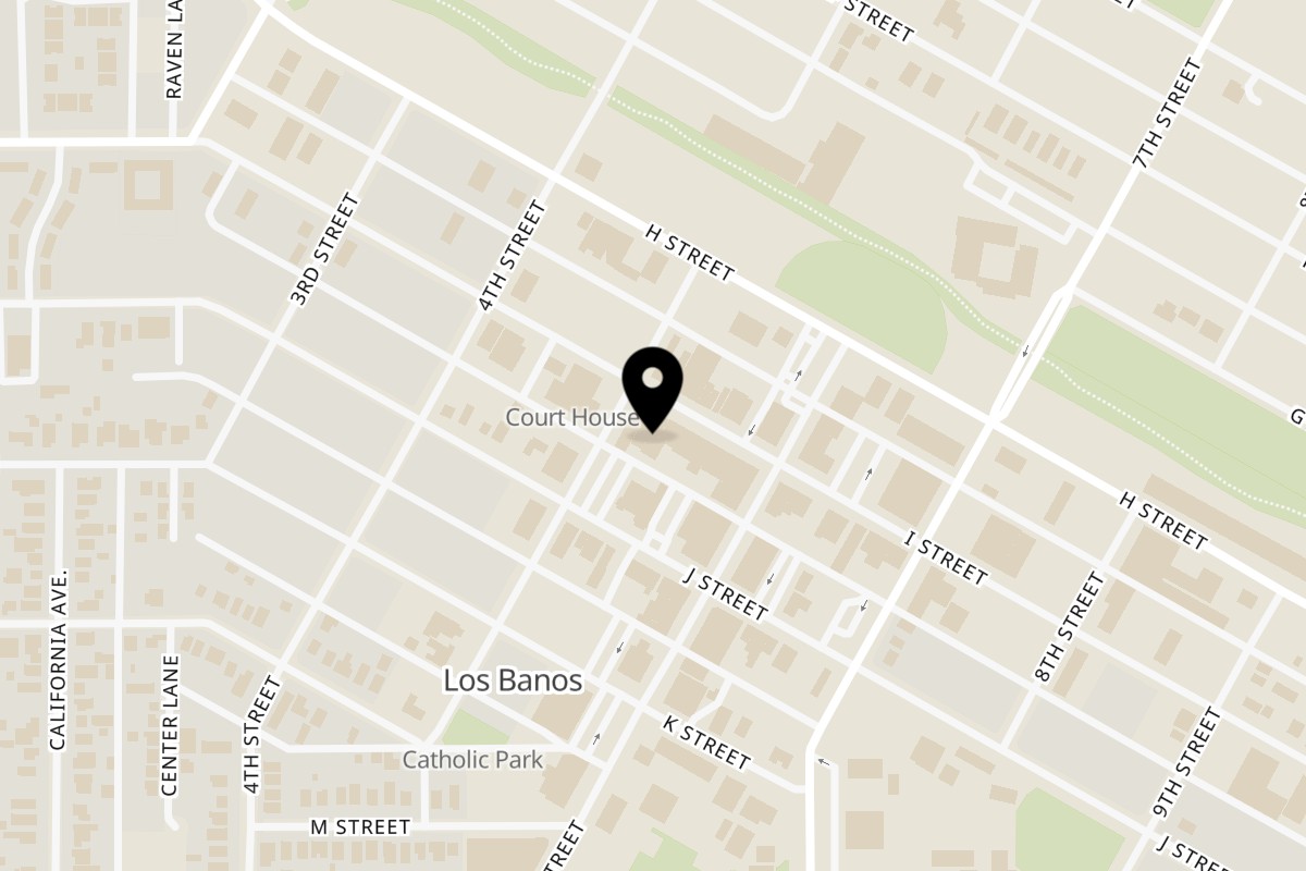 Map showing the location of Blue Agave - Bar and Grill on 509 I St in Los Banos